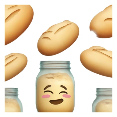 Smiling lump of bread dough in a mason jar sticker