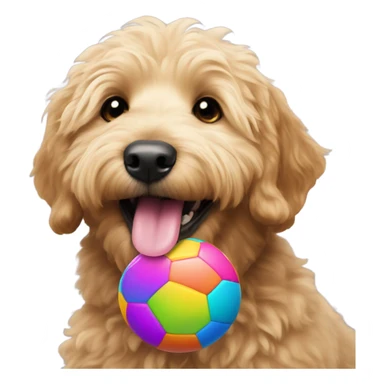 Happy golden doodle with ball sticker