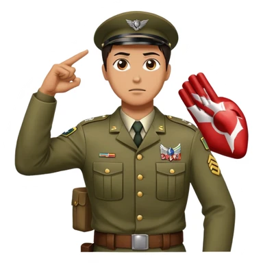 soldier doing the Attack on Titan salute with fist on chest, military salute with right fist over heart sticker