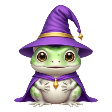 white wizard frog with purple hat sticker