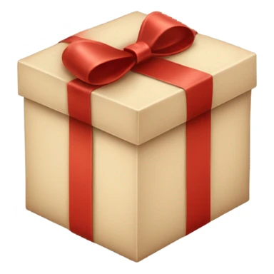 Beige gift box: A sophisticated beige box with a red wood color bow and matching ribbon, giving it a soft, elegant, and vintage holiday vibe sticker