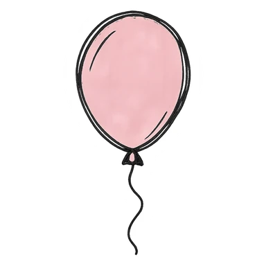 hand drawn outlined icon of a pink balloon, no fill, thick lines sticker