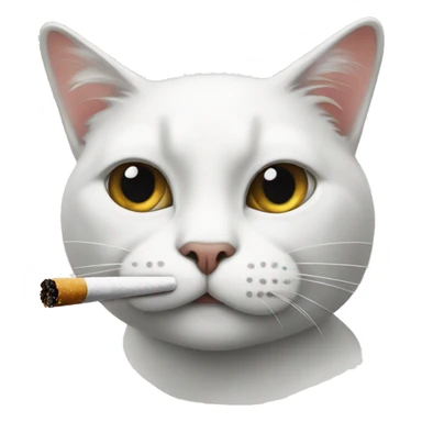 cat white smoking a cigarette sticker