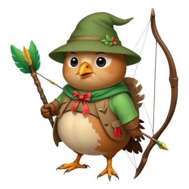a cute and extremely fat robin bird that looks like robin hood sticker