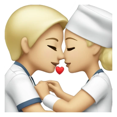 Blonde nurse kissing Asian nurse  sticker