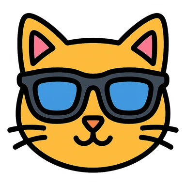 cat wearing sunglasses colored icon sticker
