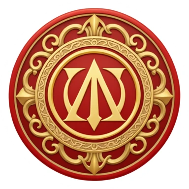 a circular casting sigil inspired by the wizard101 balance school using base color sand and trim color red with A golden scale in the middle as a the main focus  sticker