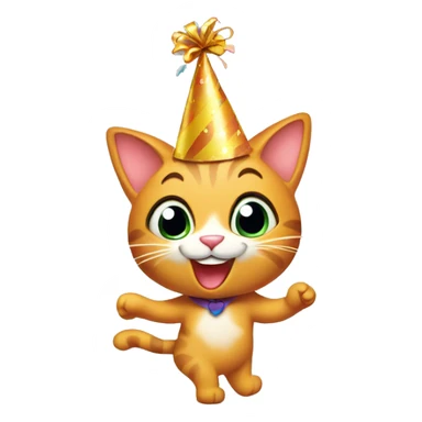 happy cat dancing birthday hat sticker