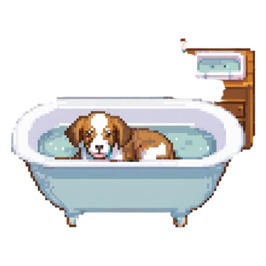 a dog taking a bath sticker