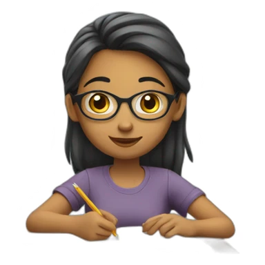 Smart girl doing Homework sticker