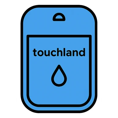 blue Touchland hand sanitizer, minimal, product icon, clean, modern sticker