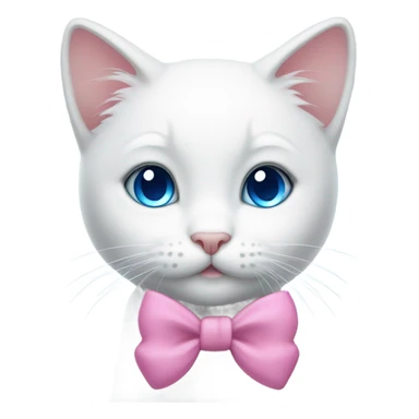 white kitty with blue eyes and a pink bow sticker