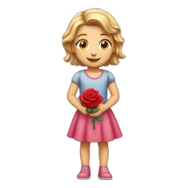 Caucasian Little girl holding rose  sticker