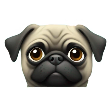 Black pug , surrounded by flowers, holding a green sign that says “good luck”  sticker