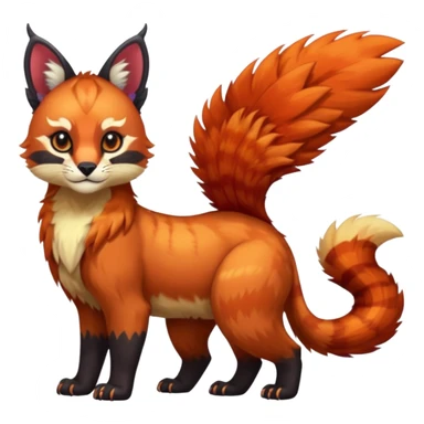 Colorful edgy dark tropical exotic cute cool beautiful shiny beautiful fantasy-caracal-civet-genet-Gryphon-Cacomistle-Trico-Red-Panda-oncilla-animal-Fakémon-hybrid-fursona (full body) sticker