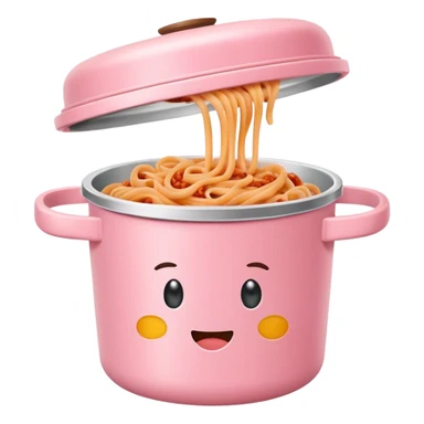 pastel pink food container with bolognese pasta inside sticker