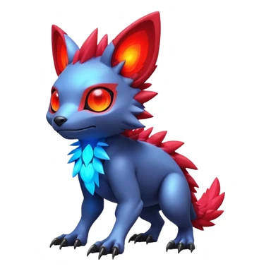 Tropical futuristic lush warm-colored modern colorful neon-colored cyber-Fakémon-Digimon-Trico-creature sticker