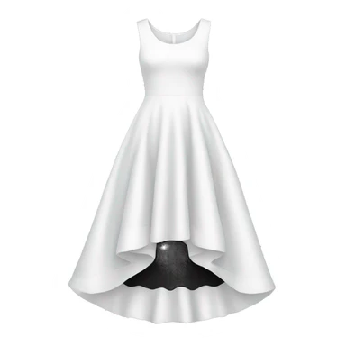 White high low dress with black words on the bottom of the dress  sticker