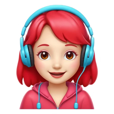 cartoon strawberry girly with headphones sticker