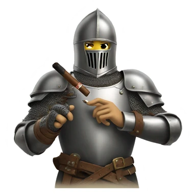 a crusading knight smokes a cigar without paying attention to anyone. sticker