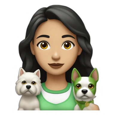  Chica morena con ojos verdes y perro blanco y manchas negras  sticker