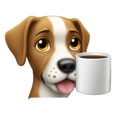 dog drinkin coffee sticker