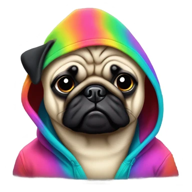 Pug wearing hoodie sticker