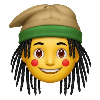 Yellow smile emoji with black dreads and a hat split vertically with three parts with red at the top yellow in the middle and green at the bottom sticker