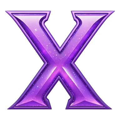 glitter purple letter X sticker