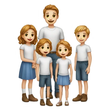 family five children European white sticker
