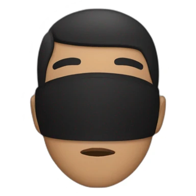 A person with light brown skin and black hair wearing a black mask  sticker