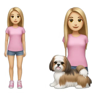girl with Shih Tzu sticker