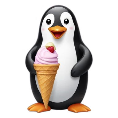 Penguin eating an ice cream sticker
