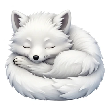 fluffy arctic fox sleeping sticker