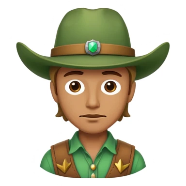 Cowboy wearing a green hat sticker