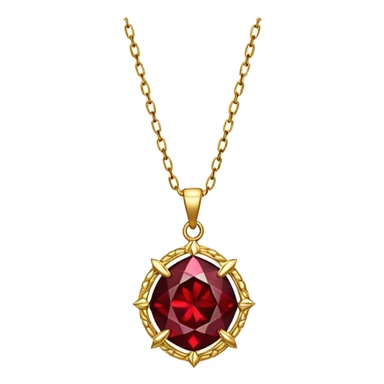 enchanted talisman of resilience, love, and becoming, glowing garnet with golden chain sticker