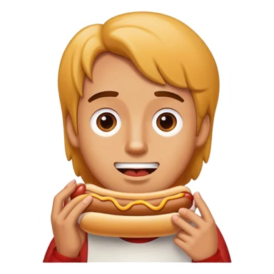 Corey Petulla eating a hot dog sticker