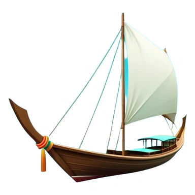 ​Cinematic Realistic Authentic Thai Longtail Boat, depicted as a traditional wooden longtail boat with a sleek, elongated hull and a brightly painted canopy, its long tail fin cutting gracefully through turquoise waters under a clear tropical sky, rendered with vibrant textures and dynamic natural lighting that captures its rustic charm and cultural heritage, sticker