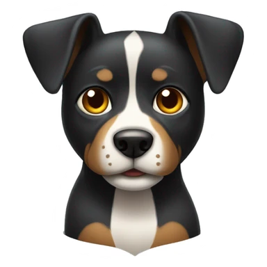 Perro negro con un corazón partido en el pecho sticker