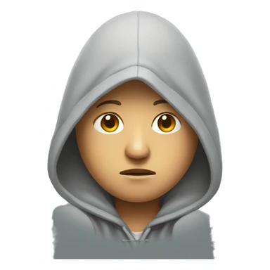 Frowning bald emoji wearing a hoodie sticker