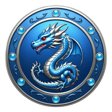 blue platinum coin with a dragon at the center  sticker