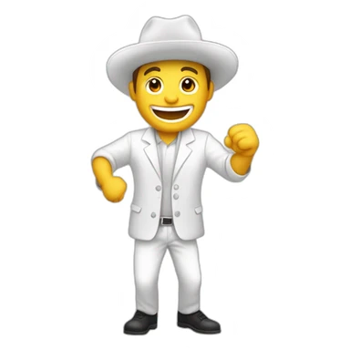 hombre blanco feliz saltando de la alegria, cuerpo entero sticker