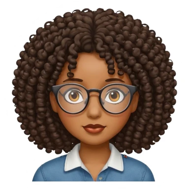 Black girl with curly hair and glasses sticker