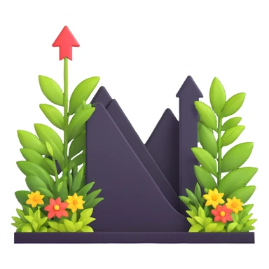 downward arrow surrounded by plants sticker