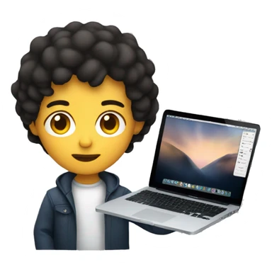 dark haired developer with macbook sticker