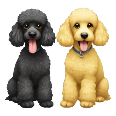 Two poodles, one black and the other yellow sticker