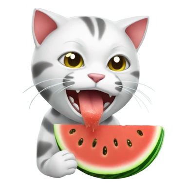 Cat eating water melon  sticker