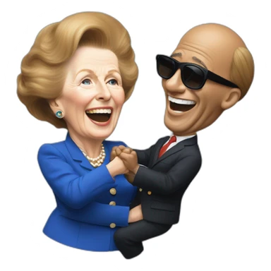 Margaret Thatcher getting tickled by Mr Motivator sticker