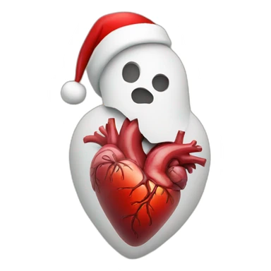 anatomical heart wearing santa hat sticker