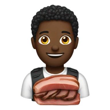 Black man holding a brisket  sticker